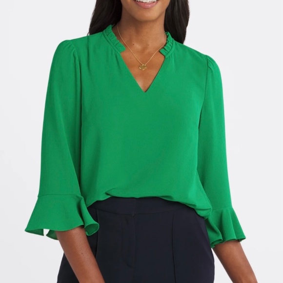 Like New CeCe Green Crepe Blouse XXL - Picture 1 of 4